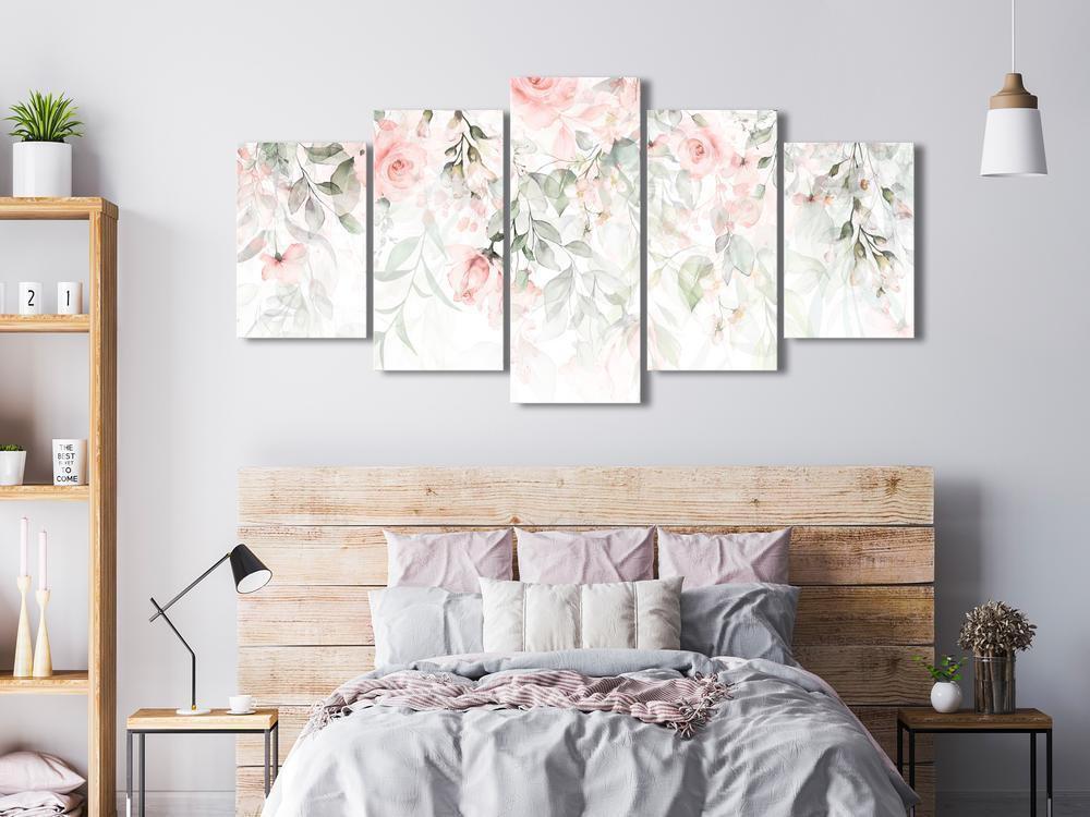Canvas Print - Waterfall of Roses (5 Parts) Wide - First Variant-ArtfulPrivacy-Wall Art Collection