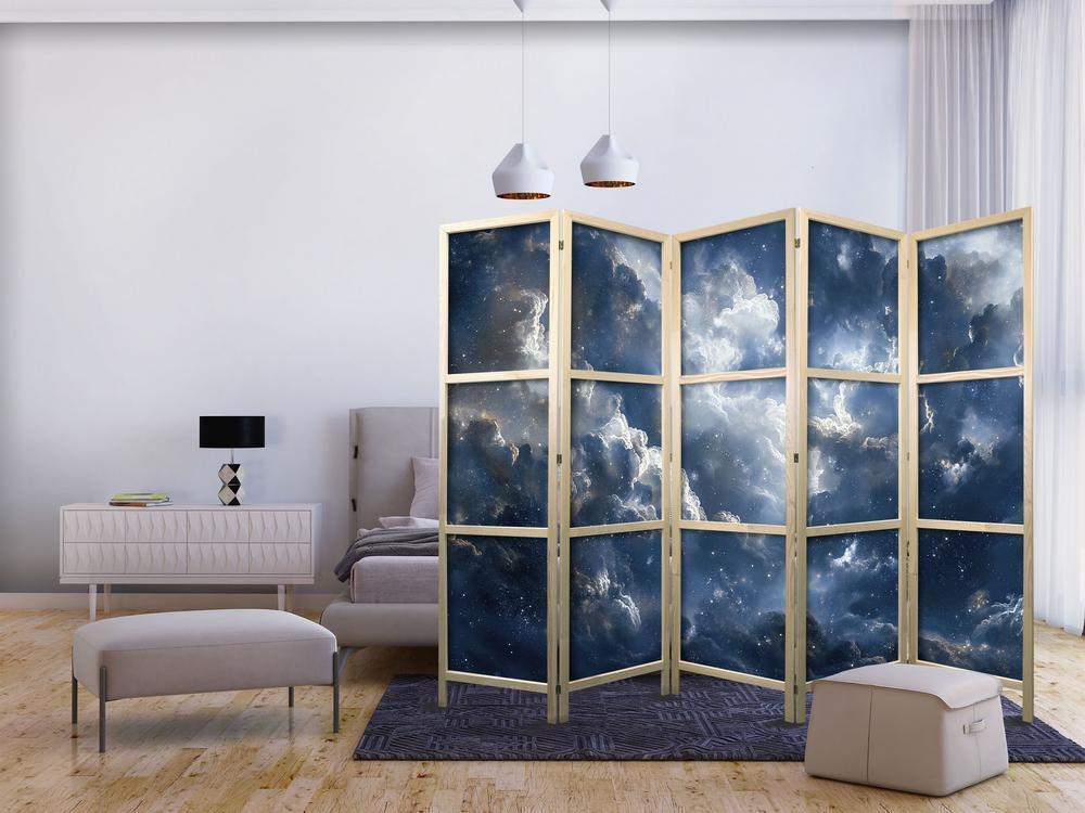 Japanese Room Divider - Astronomical Wonders: Clouds and Stars in Harmonious Combination