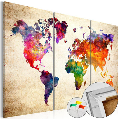 Cork board Canvas with design - Decorative Pinboard - Corkboard Map in Watercolor-ArtfulPrivacy