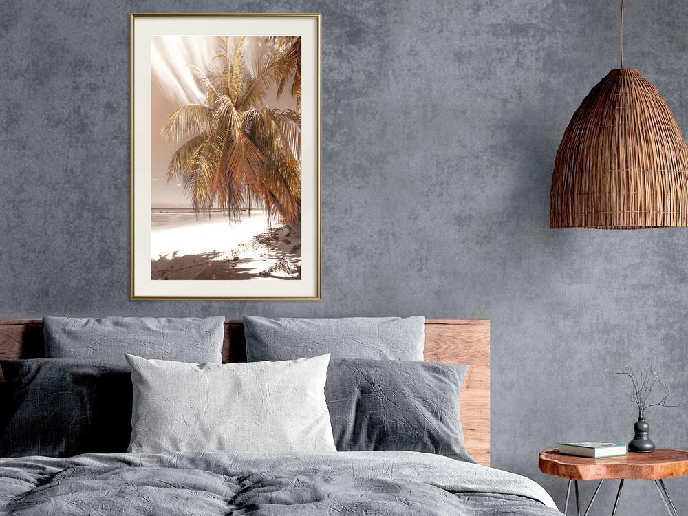 Framed Art - Paradise in Sepia-artwork for wall with acrylic glass protection