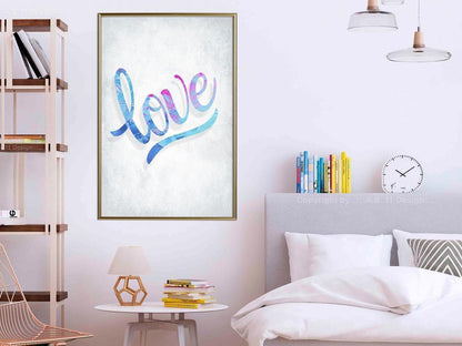 Typography Framed Art Print - Love I-artwork for wall with acrylic glass protection