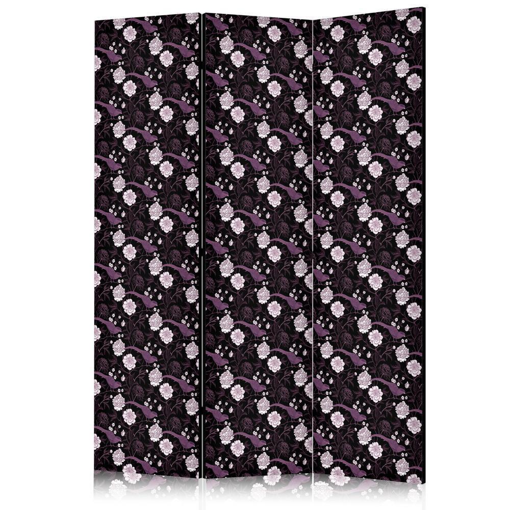 Room Divider - Birds Among Flowers - Pheasants Amidst Peonies - Purple