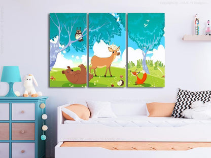 Canvas Print - Friendly Animals (3 Parts)-ArtfulPrivacy-Wall Art Collection