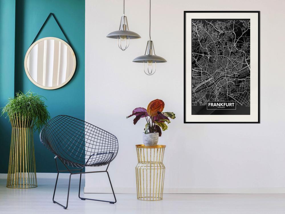 Wall Art Framed - City Map: Frankfurt (Dark)-artwork for wall with acrylic glass protection