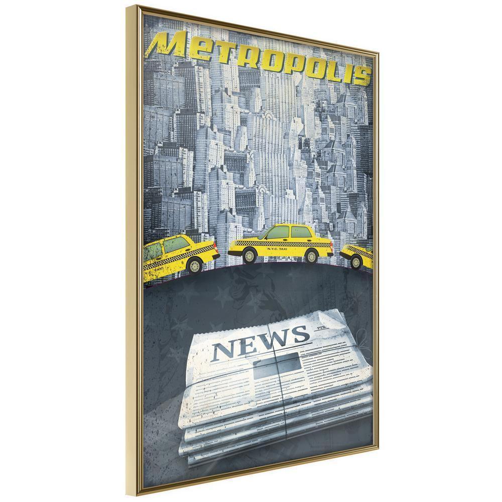 Typography Framed Art Print - Metropolis News-artwork for wall with acrylic glass protection
