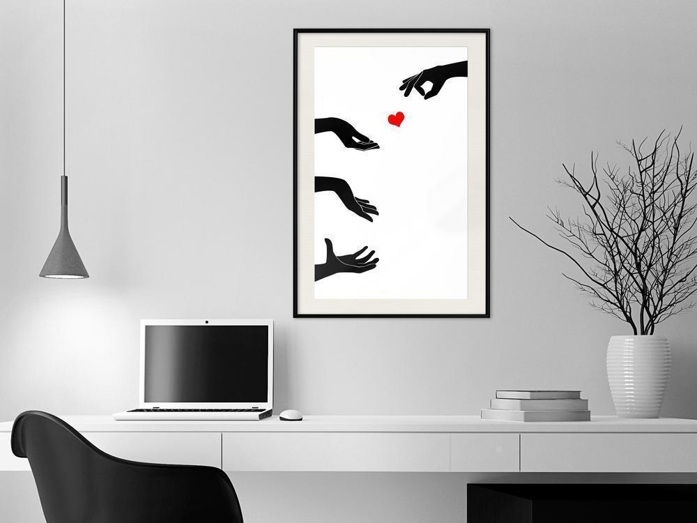 Black and White Framed Poster - Playing With Love-artwork for wall with acrylic glass protection