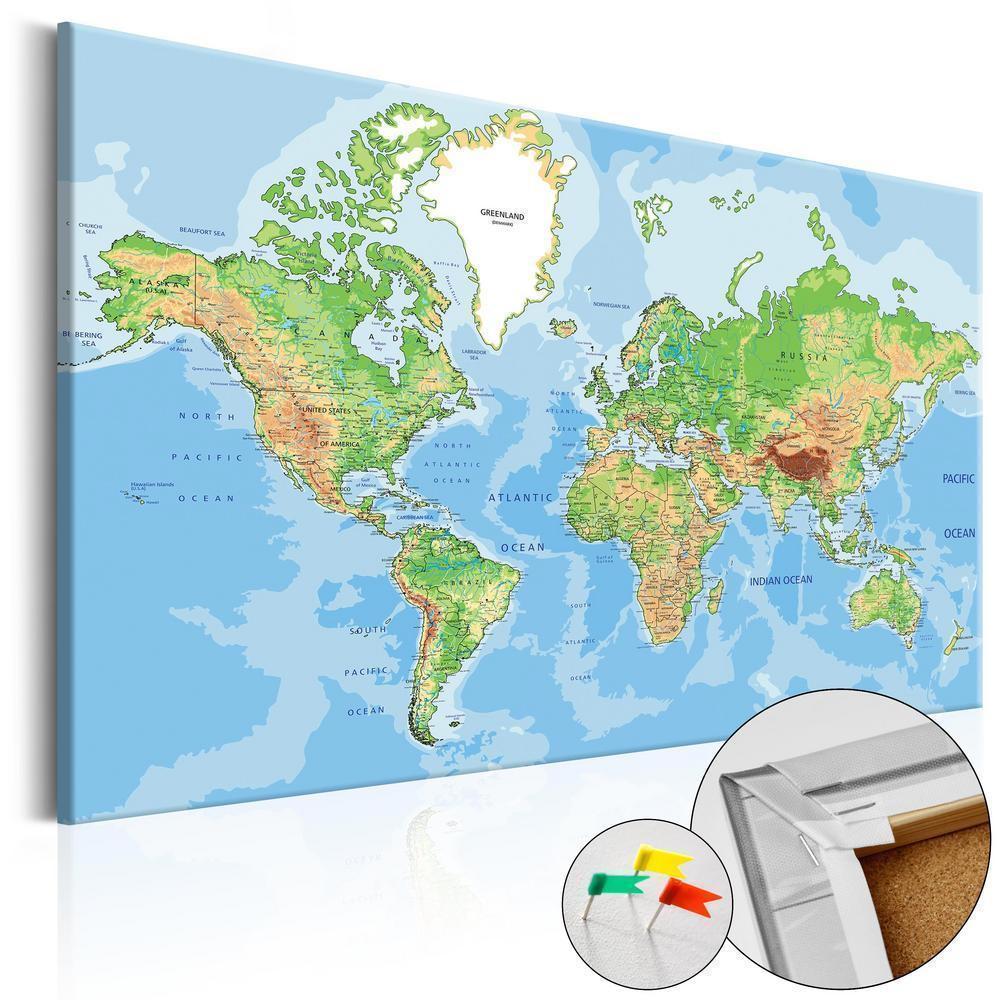 Cork board Canvas with design - Decorative Pinboard - World Geography-ArtfulPrivacy