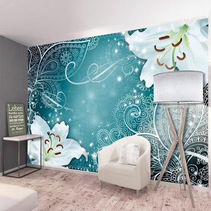 Wall Mural - Oriental Wings (Turquoise)-Wall Murals-ArtfulPrivacy