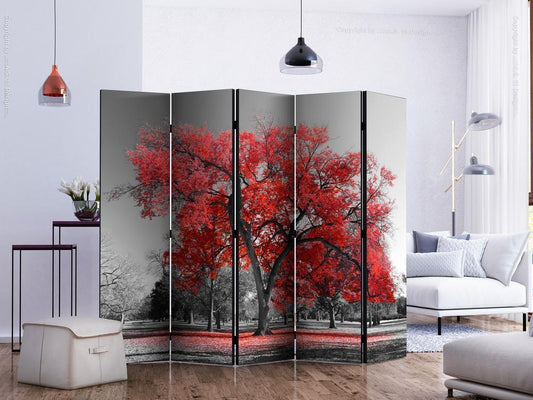 Decorative partition-Room Divider - Autumn in the Park II-Folding Screen Wall Panel by ArtfulPrivacy