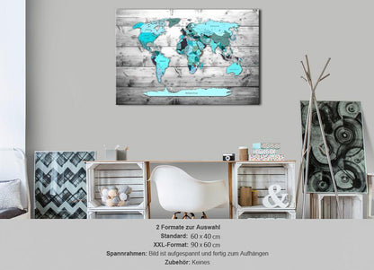 Cork board Canvas with design - Decorative Pinboard - Blue Continents-ArtfulPrivacy