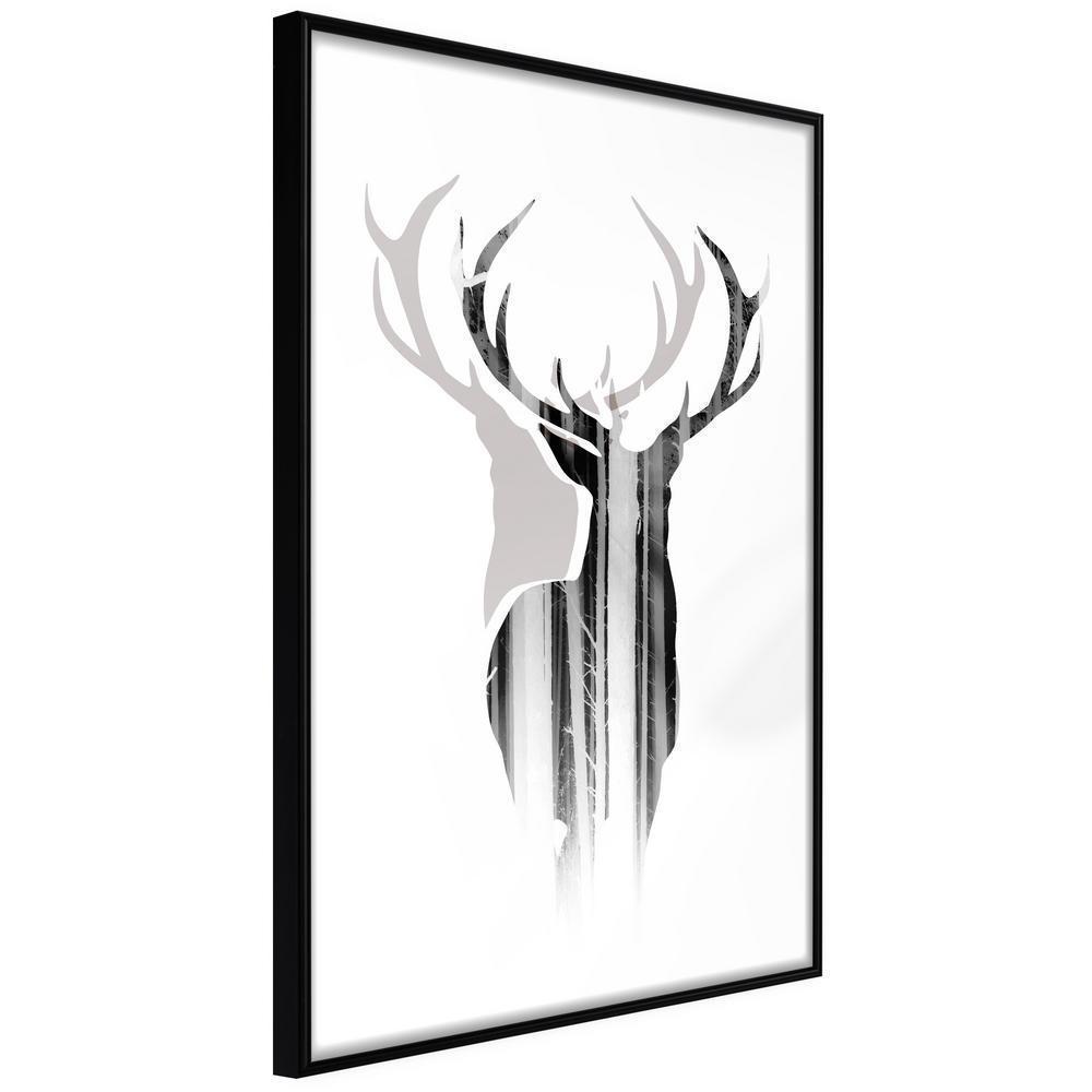 Black and White Framed Poster - Guardian of the Forest-artwork for wall with acrylic glass protection