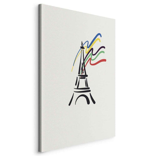 Canvas Print - Eiffel Tower and Colorful Ribbons