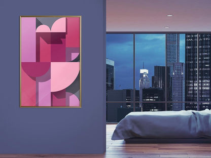 Abstract Poster Frame - Pink Geometry-artwork for wall with acrylic glass protection