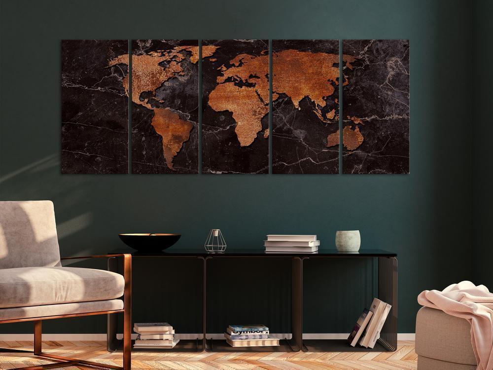 Canvas Print - Copper Map (5 Parts) Narrow-ArtfulPrivacy-Wall Art Collection