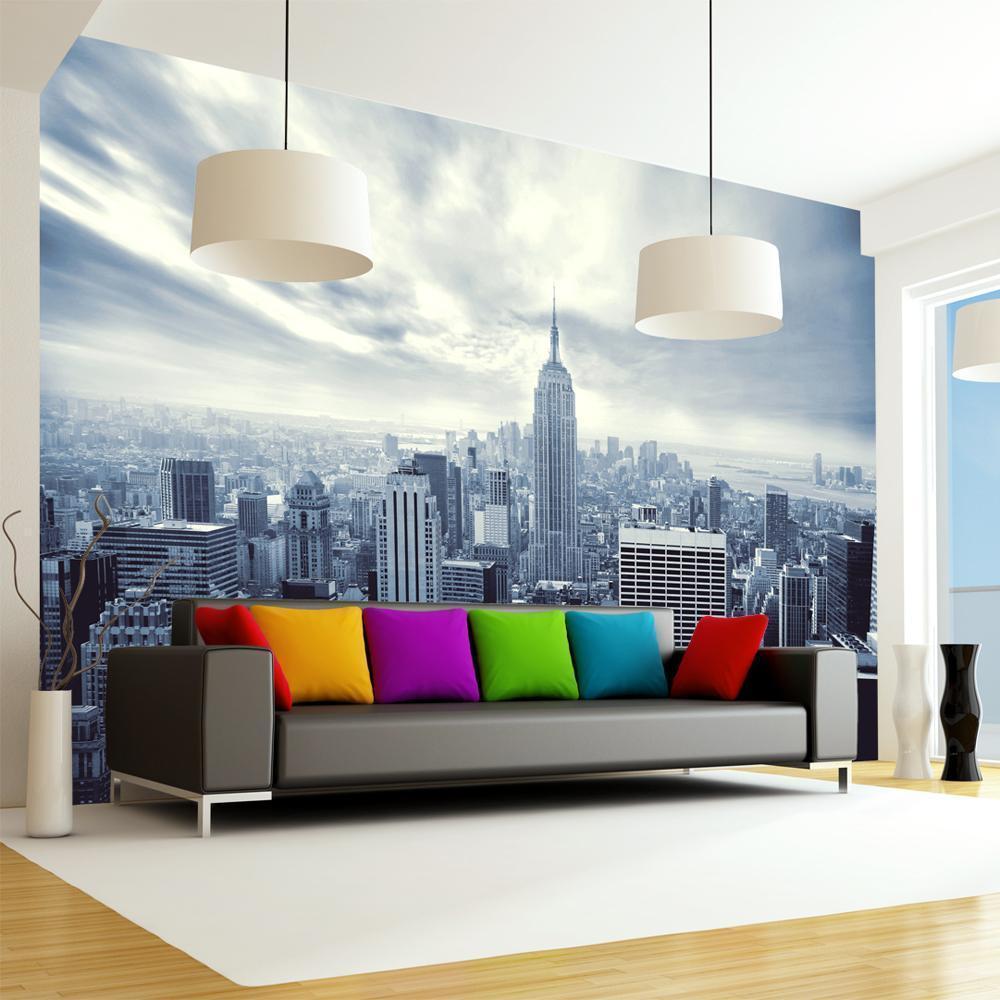 Wall Mural - Blue New York - City Architecture with the Empire State Building-Wall Murals-ArtfulPrivacy