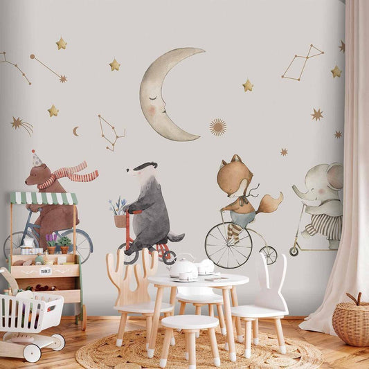 Wall Mural - Subtle Animals Among the Stars (Watercolour)