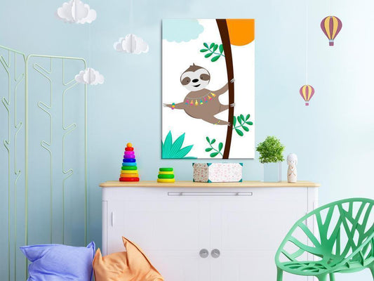 Canvas Print - Happy Sloth (1 Part) Vertical-ArtfulPrivacy-Wall Art Collection