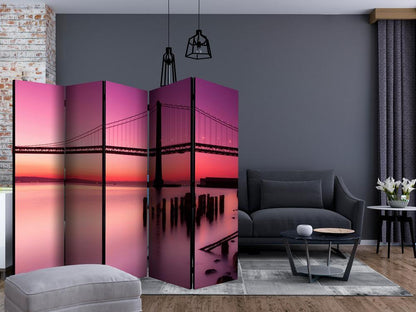 Room Divider - Purple Evening II- A 5 Panel Folding Screen For Living rooms, bedrooms or home office, decorative folding screen made with wood and canvas