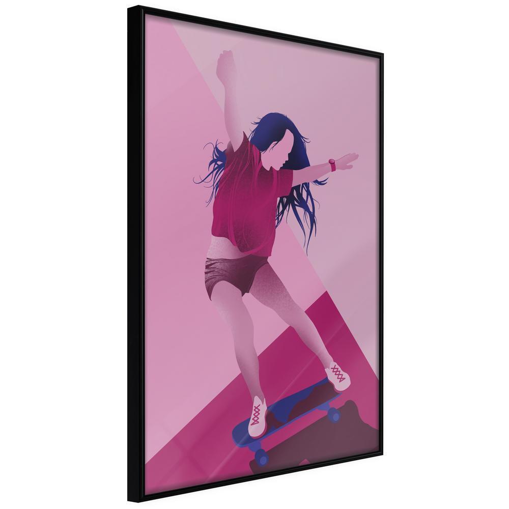 Wall Decor Portrait - Girl on a Skateboard-artwork for wall with acrylic glass protection