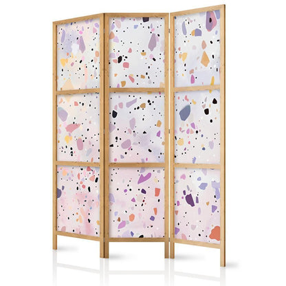 Japanese Room Divider - Confetti-Style Terrazzo - Purple-Pink - Colorful Pattern