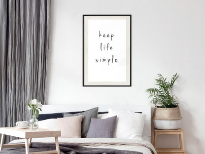 Typography Framed Art Print - Simple Life-artwork for wall with acrylic glass protection