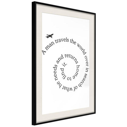 Typography Framed Art Print - Travel Broadens the Mind-artwork for wall with acrylic glass protection