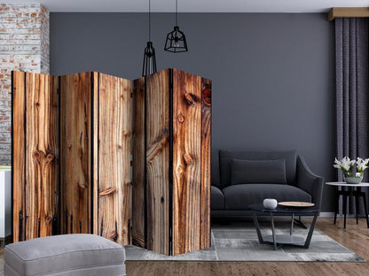 Room Divider - Wooden Chamber II- A 5 Panel Folding Screen For Living rooms, bedrooms or home office, decorative folding screen made with wood and canvas