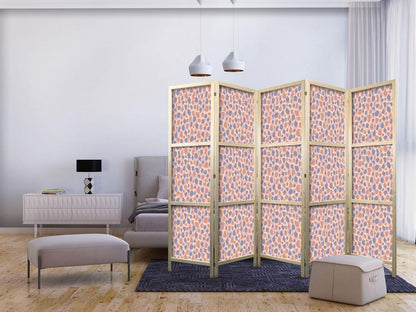 Japanese Room Divider - Giraffe Pattern - Colorful Animal Pattern in Blue-Pink Spots