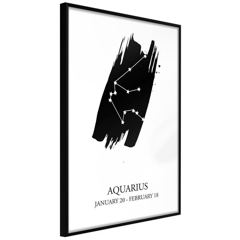 Typography Framed Art Print - Zodiac: Aquarius I-artwork for wall with acrylic glass protection