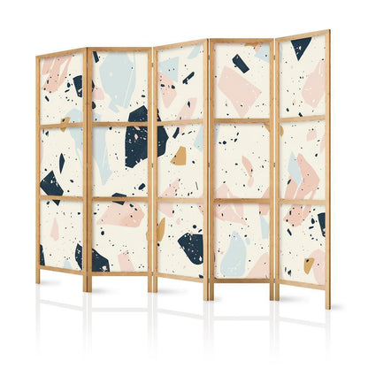 Japanese Room Divider - Terrazzo with Large - Scaled Stones in Muted Colors