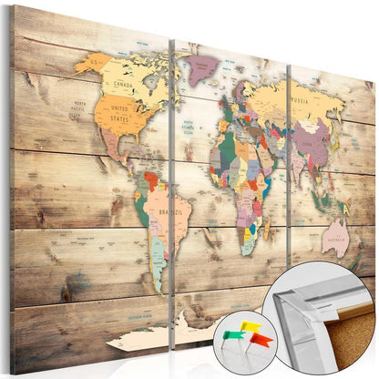 Cork board Canvas with design - Decorative Pinboard - Map of Dreams-ArtfulPrivacy