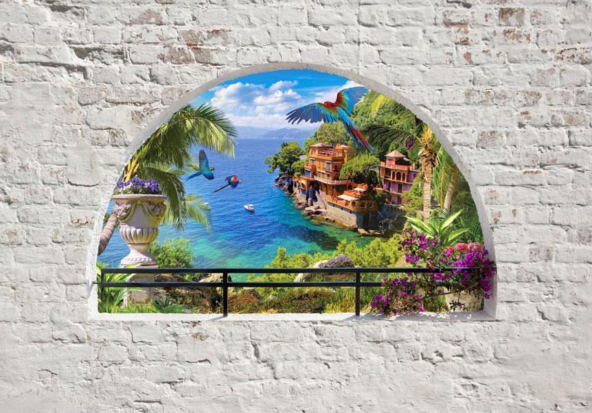 Wall Mural - Window in Paradise-Wall Murals-ArtfulPrivacy