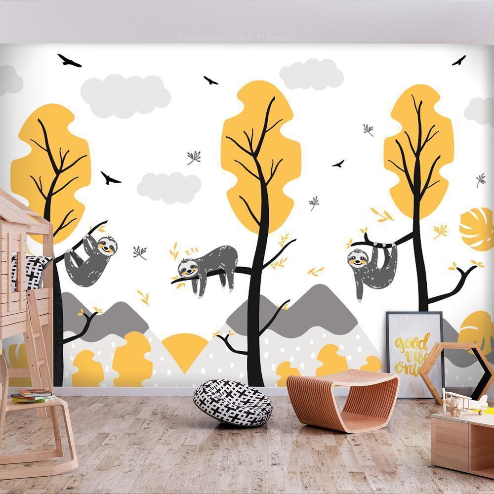 Wall Mural - Cute Sloths-Wall Murals-ArtfulPrivacy