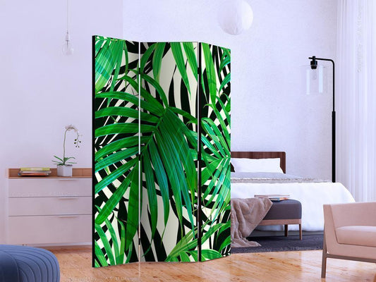 Decorative partition-Room Divider - Tropical Leaves-Folding Screen Wall Panel by ArtfulPrivacy