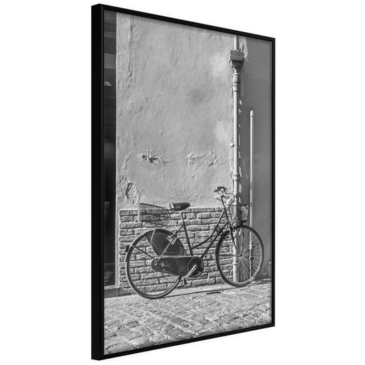 Black and White Framed Poster - Bicycle with Black Tires-artwork for wall with acrylic glass protection