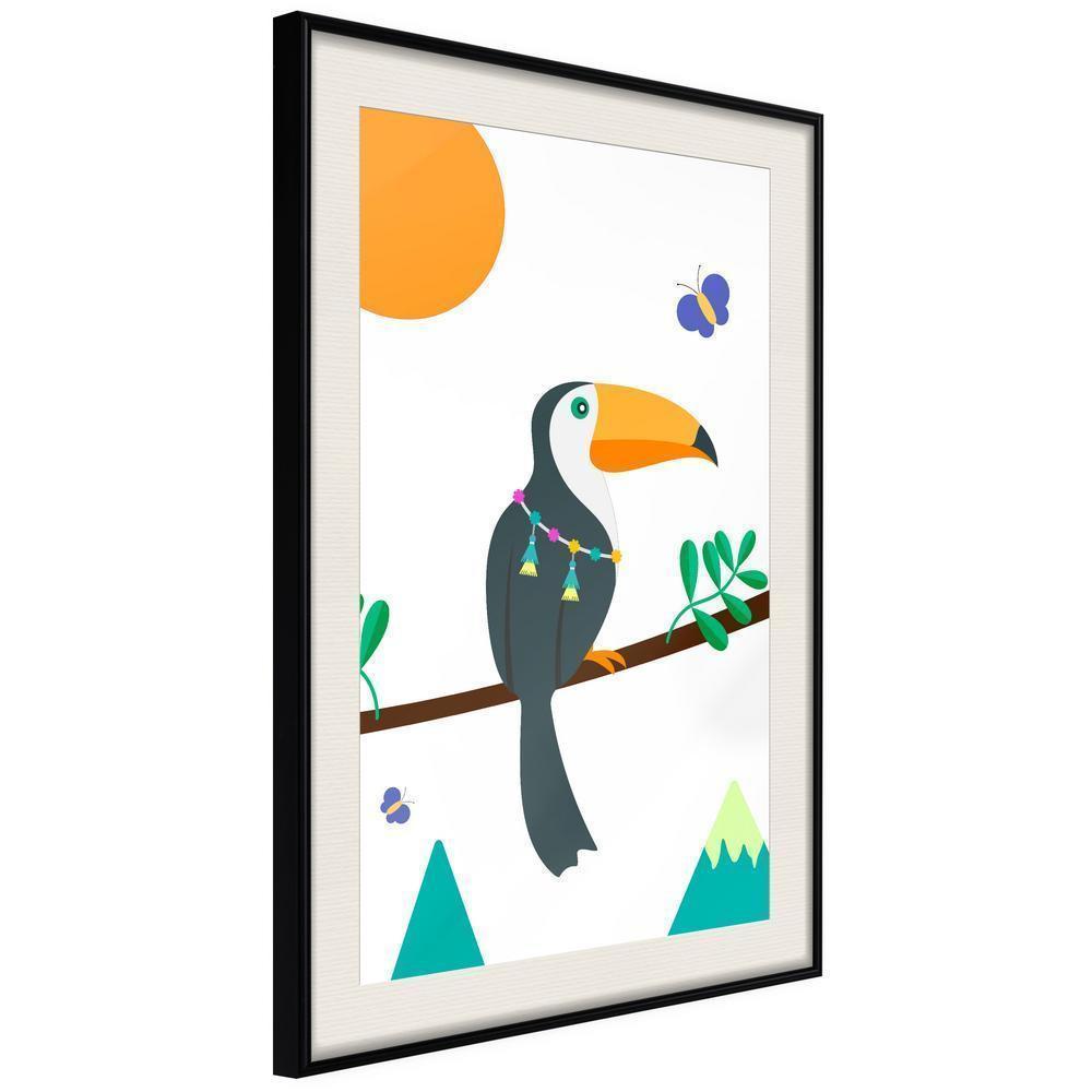 Nursery Room Wall Frame - Fairy-Tale Toucan-artwork for wall with acrylic glass protection