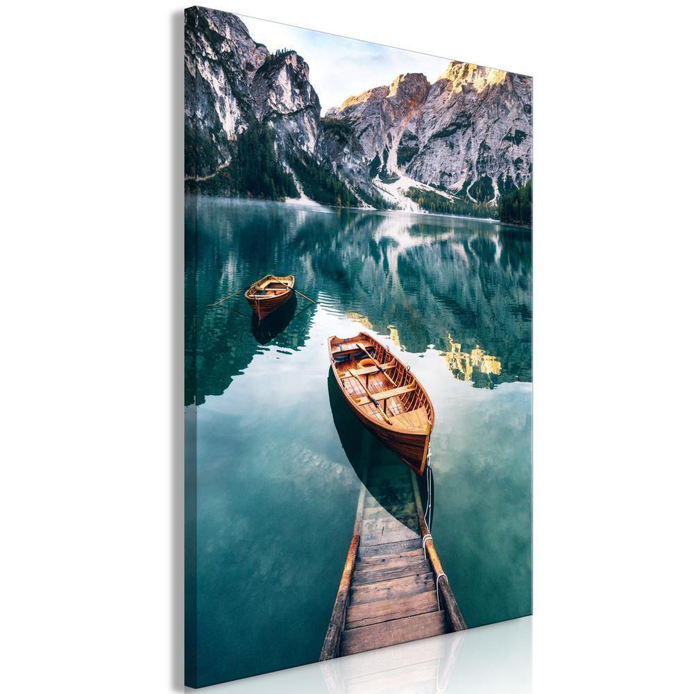 Canvas Print - Boats In Dolomites (1 Part) Vertical-ArtfulPrivacy-Wall Art Collection