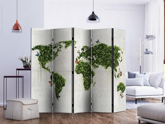 Decorative partition-Room Divider - The butterfly garden II-Folding Screen Wall Panel by ArtfulPrivacy