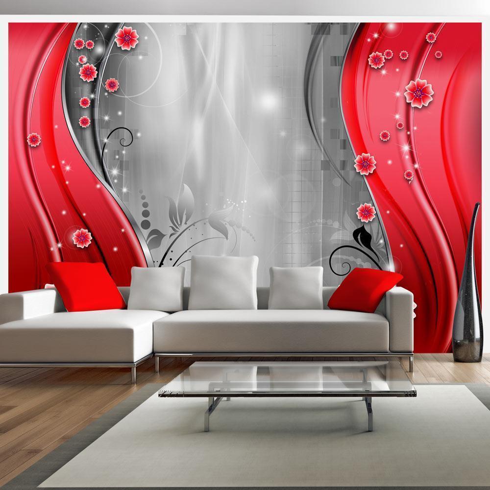 Wall Mural - Behind the curtain of red-Wall Murals-ArtfulPrivacy