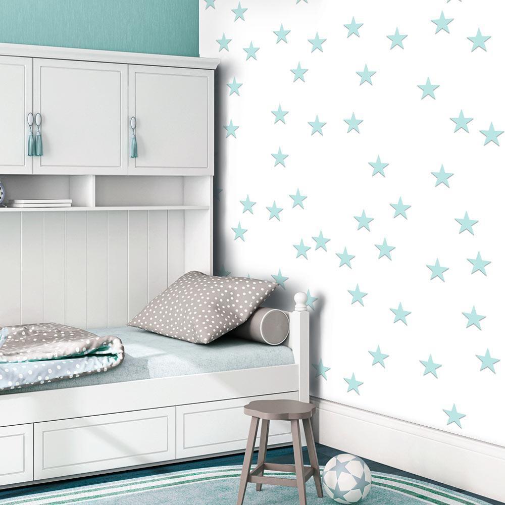 Classic Wallpaper made with non woven fabric - Wallpaper - Stars - Aquamarine - ArtfulPrivacy