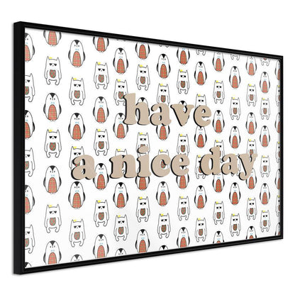 Typography Framed Art Print - Animals Wish a Nice Day-artwork for wall with acrylic glass protection