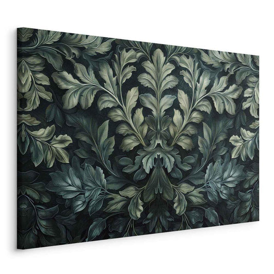 Canvas Print - Dark Green Victorian Leaves: Botanical Carved Composition