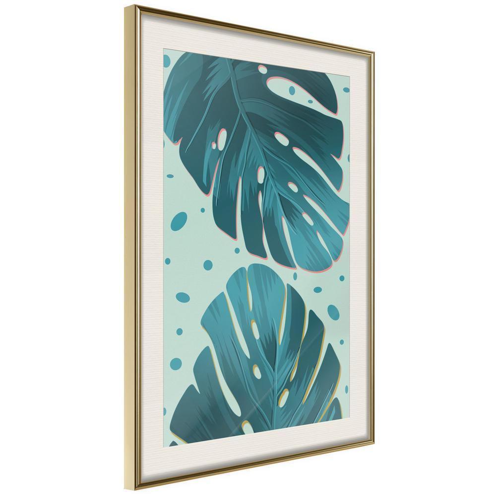 Botanical Wall Art - Pastel Monstera Leaves-artwork for wall with acrylic glass protection