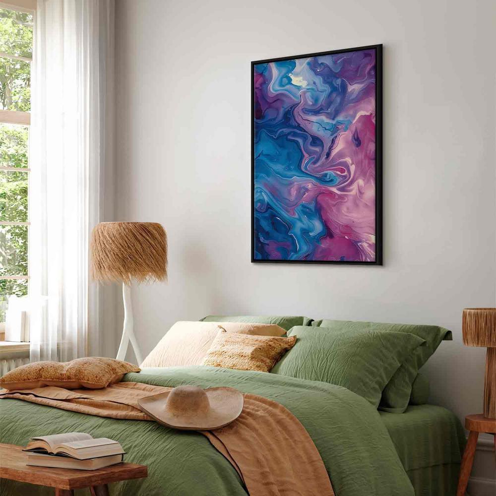 Canvas Print - Night Flows - Abstract Waves in Shades of Blue and Violet