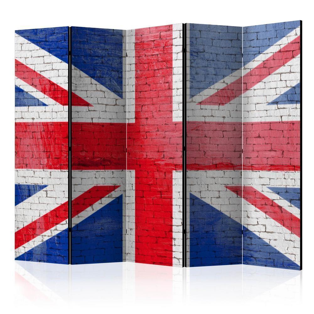 Room Divider - British flag II- A 5 Panel Folding Screen For Living rooms, bedrooms or home office, decorative folding screen made with wood and canvas