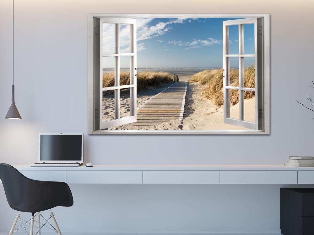 Canvas Print - Window: View of the Beach-ArtfulPrivacy-Wall Art Collection