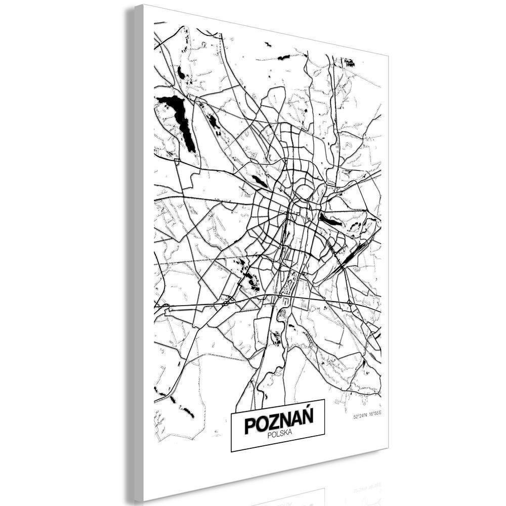 Canvas Print - City Plan: Poznan (1 Part) Vertical-ArtfulPrivacy-Wall Art Collection