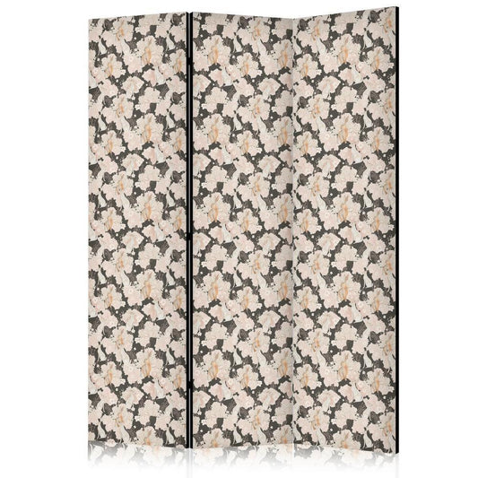 Room Divider - Among Pink Shrubs - White and Beige Rabbits on a Blooming Meadow