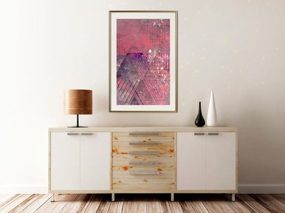 Abstract Poster Frame - Pink Patchwork III-artwork for wall with acrylic glass protection