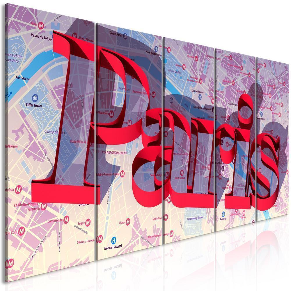 Canvas Print - Red Paris (5 Parts) Narrow-ArtfulPrivacy-Wall Art Collection